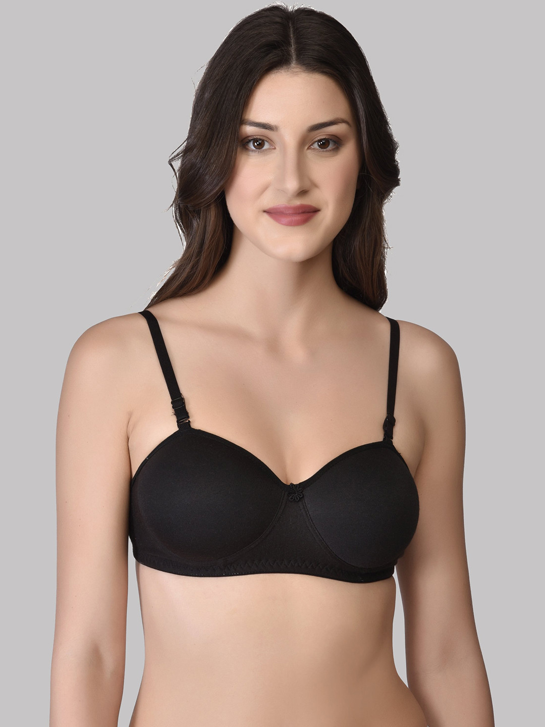 

Imsa Moda Non-Wired Lightly Padded All Day Comfort Seamless Everyday Bra, Black