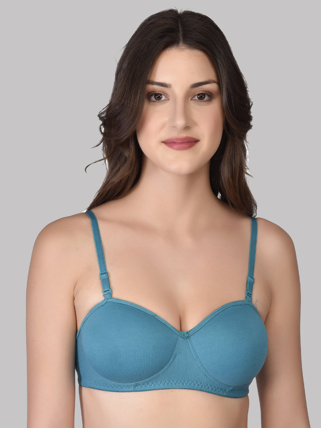 

Imsa Moda Non-Wired Lightly Padded All Day Comfort Seamless Everyday Bra, Blue