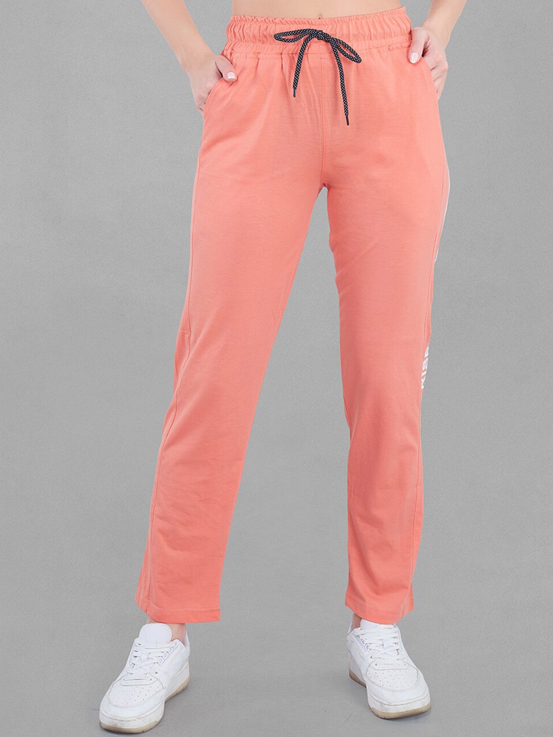 

CUPID Women Mid-Rise Straight Fit Cotton Track Pants, Orange