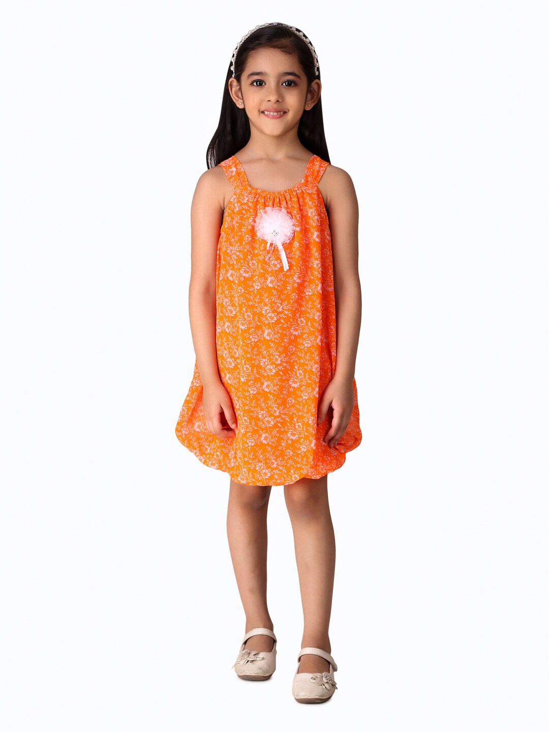 

Creative Kids Girls Floral Print A-Line Dress, Orange