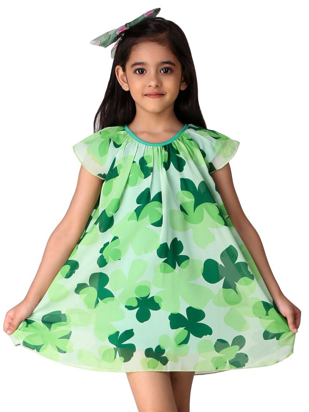 

Creative Kids Girls Floral Print A-Line Dress, Green