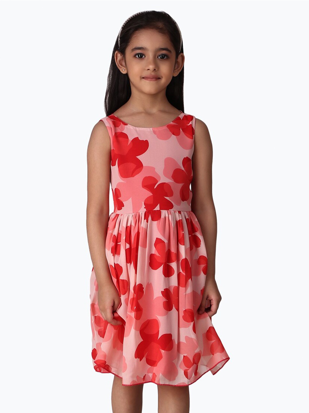 

Creative Kids Girls Floral Printed Fit & Flare Dress, Pink