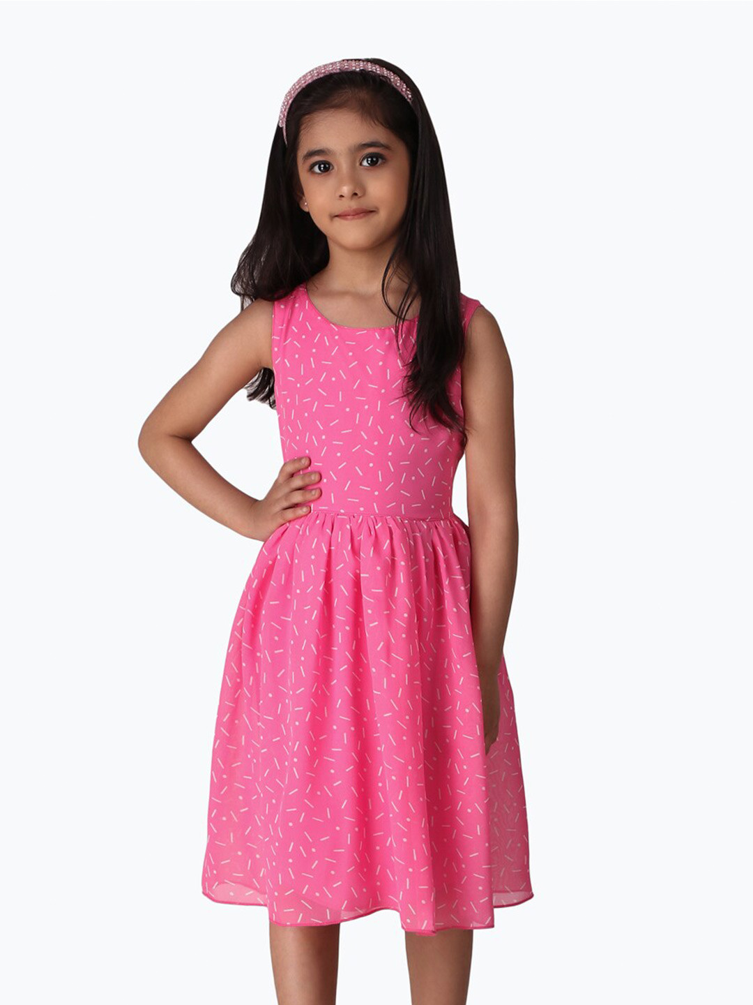 

Creative Kids Girls Conversational Printed Fit & Flare Dress, Pink