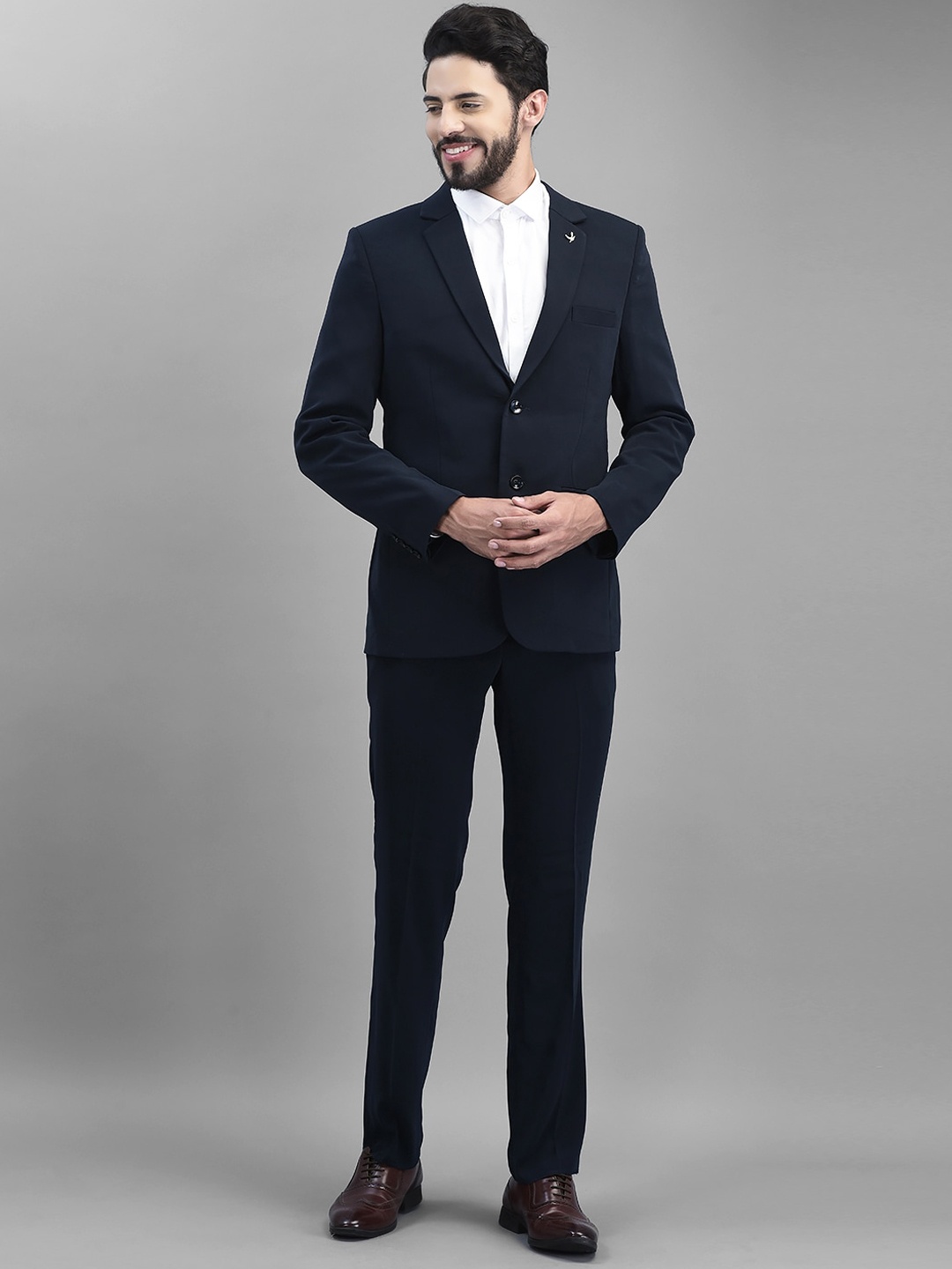 

Canary London Men Single-Breasted Slim-Fit Two Piece Formal Suit, Navy blue