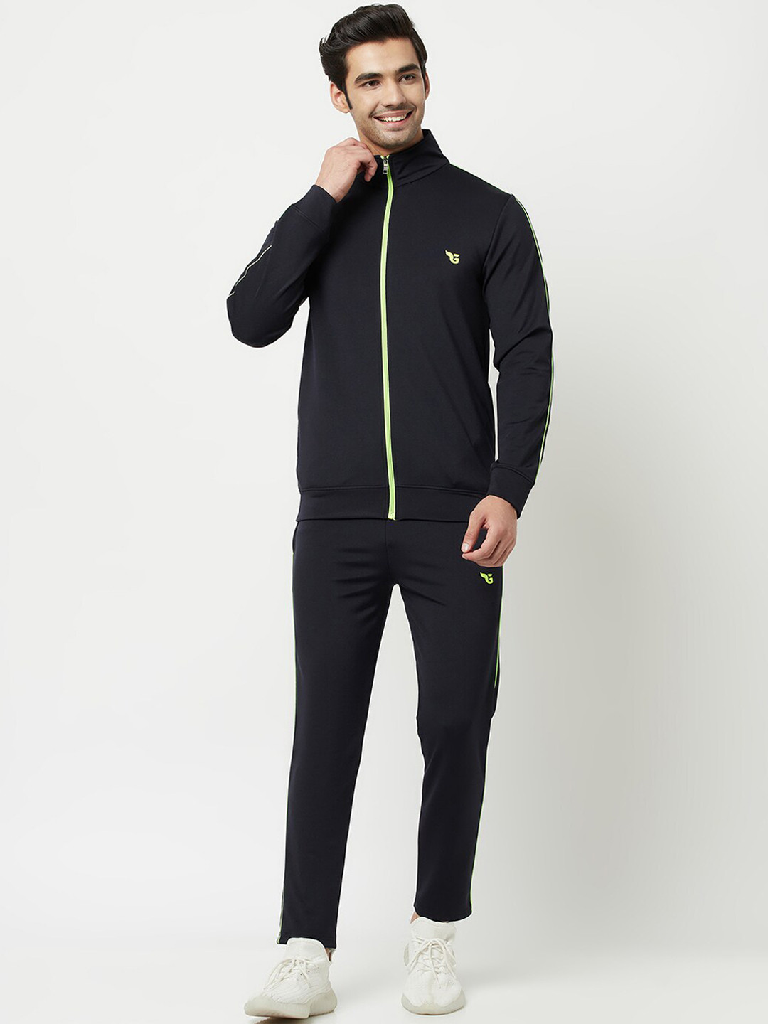 

GLITO Men Solid Stretchable Tracksuit, Navy blue