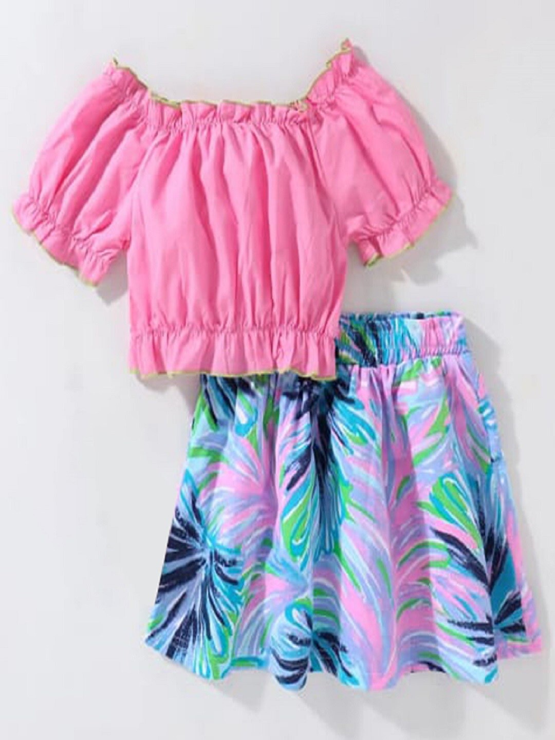 

M'andy Girls Pure Cotton Top with Skirt, Pink