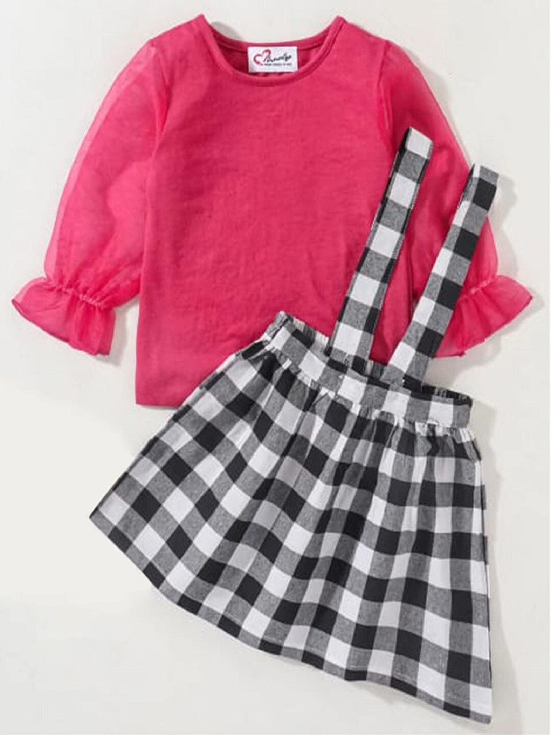 

M'andy Girls Pure Cotton Top with Skirt, Pink