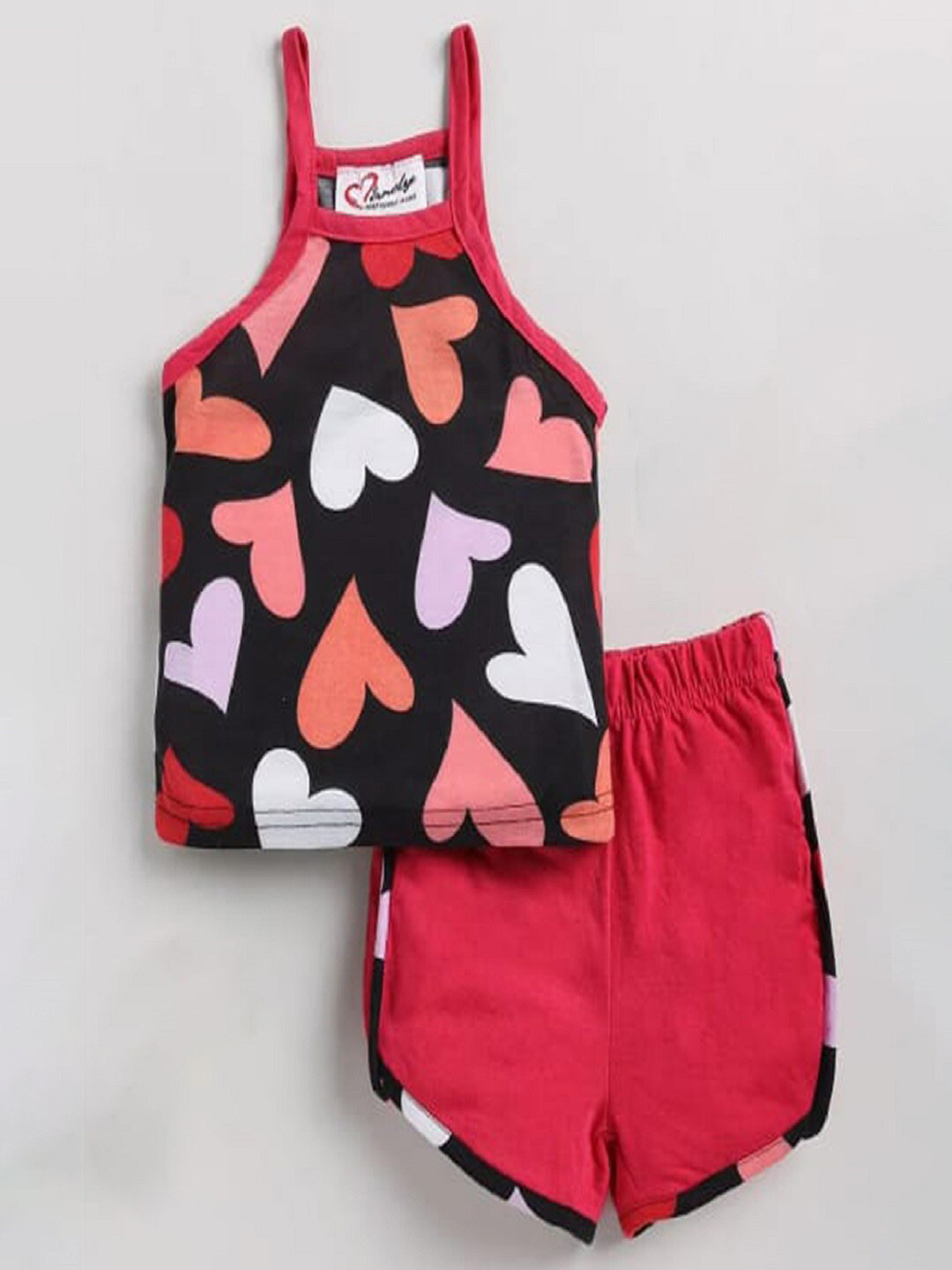 

M'andy Girls Printed Pure Cotton Top with Shorts, Pink