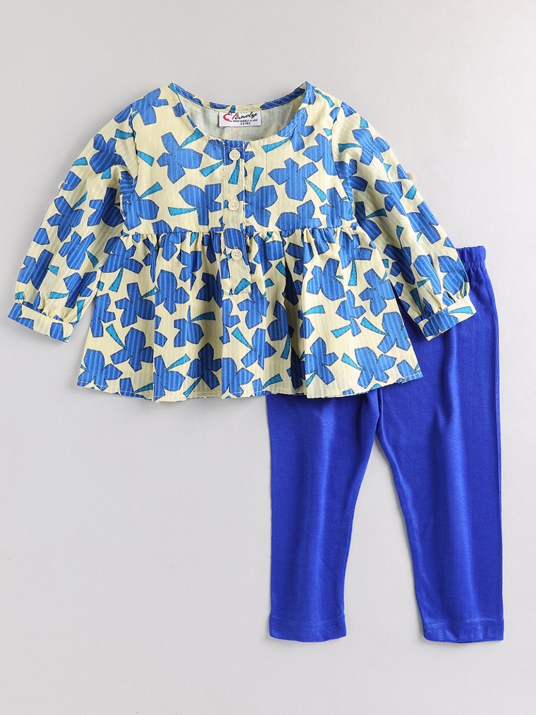 

M'andy Girls Printed Pure Cotton Top with Leggings, Blue