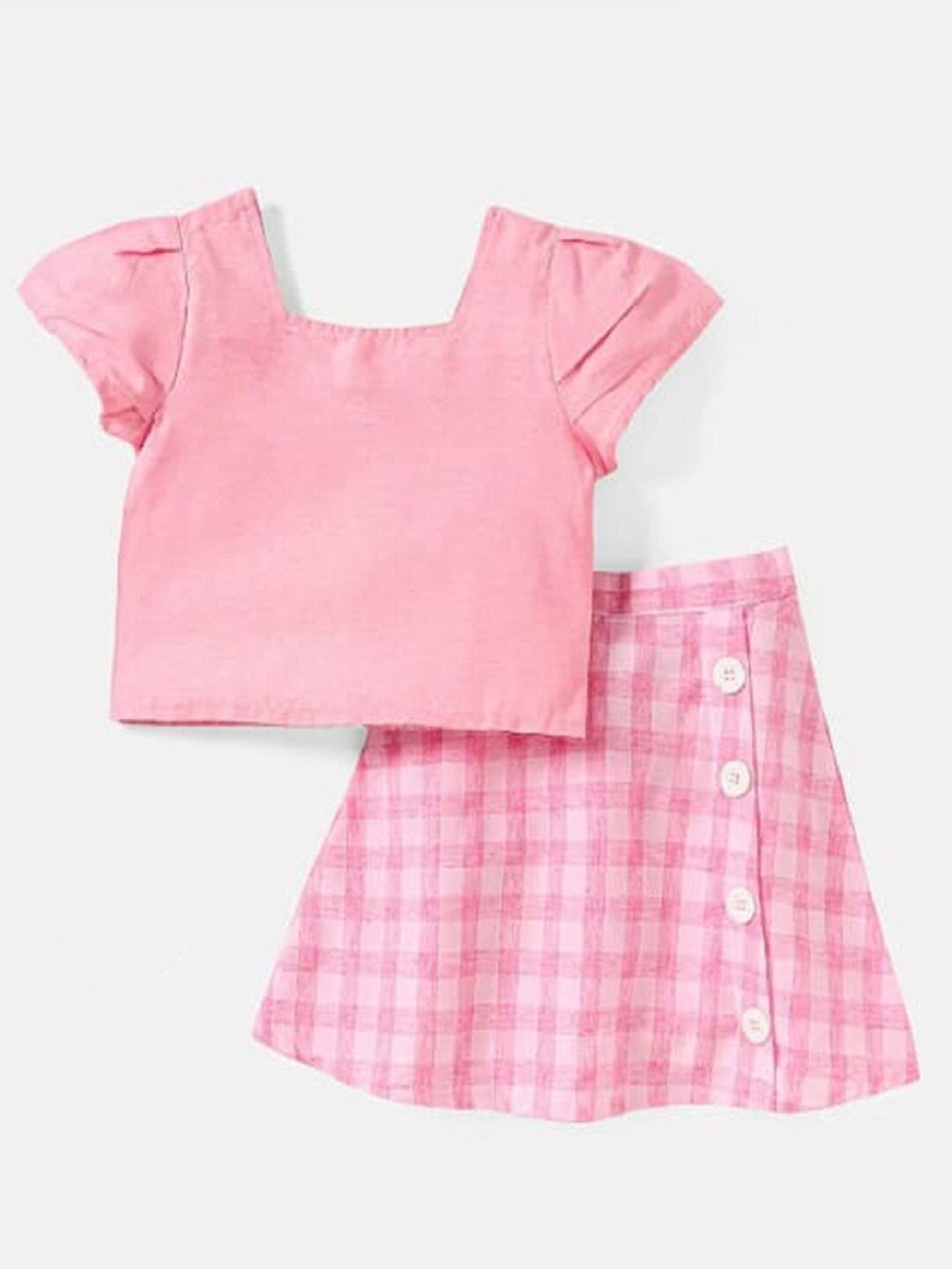 

M'andy Girls Pure Cotton Top with Skirt, Pink