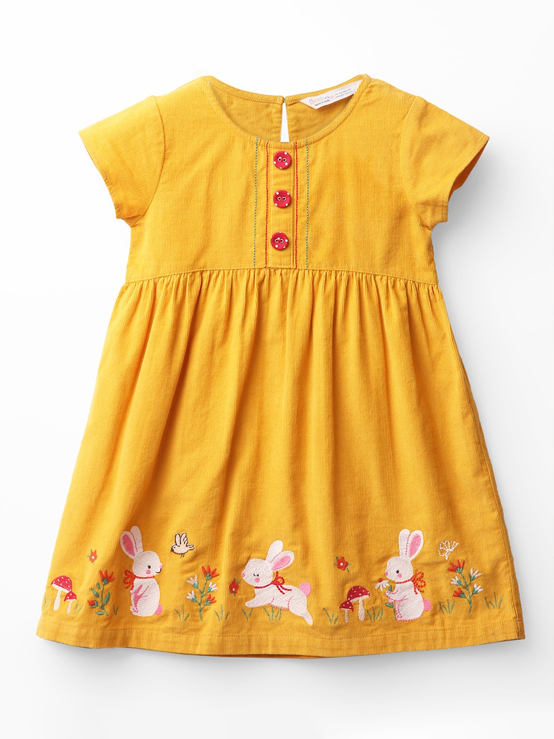 

Beebay Girls Embroidered Corduroy Fit & Flare Dress, Yellow