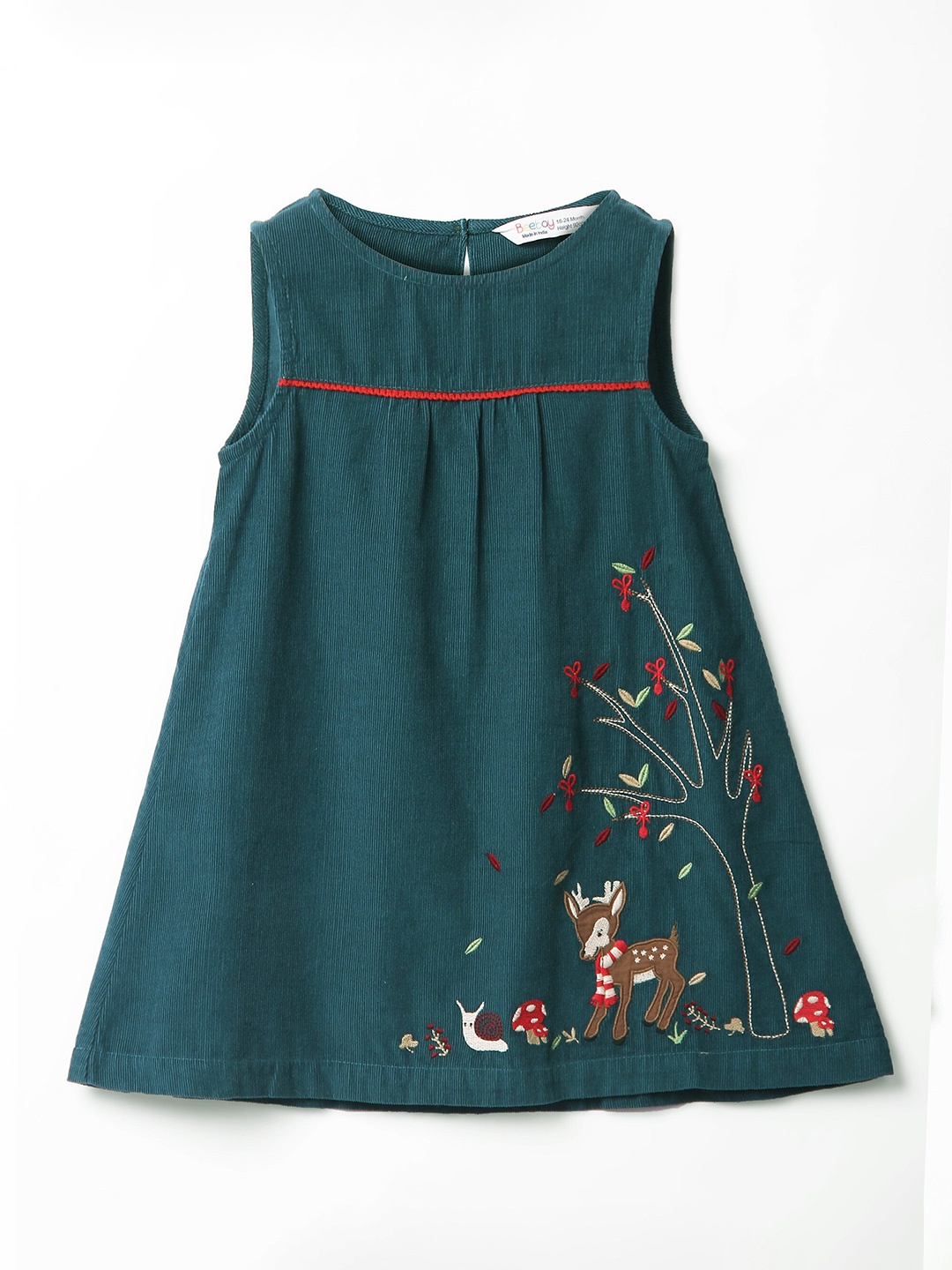 

Beebay Girls Applique Corduroy Fit & Flare Dress, Green