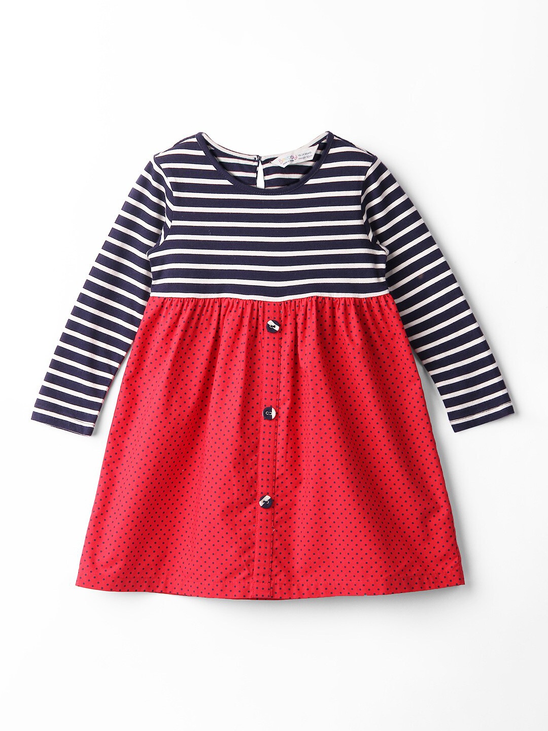 

Beebay Striped Cotton A-Line Dress, Red