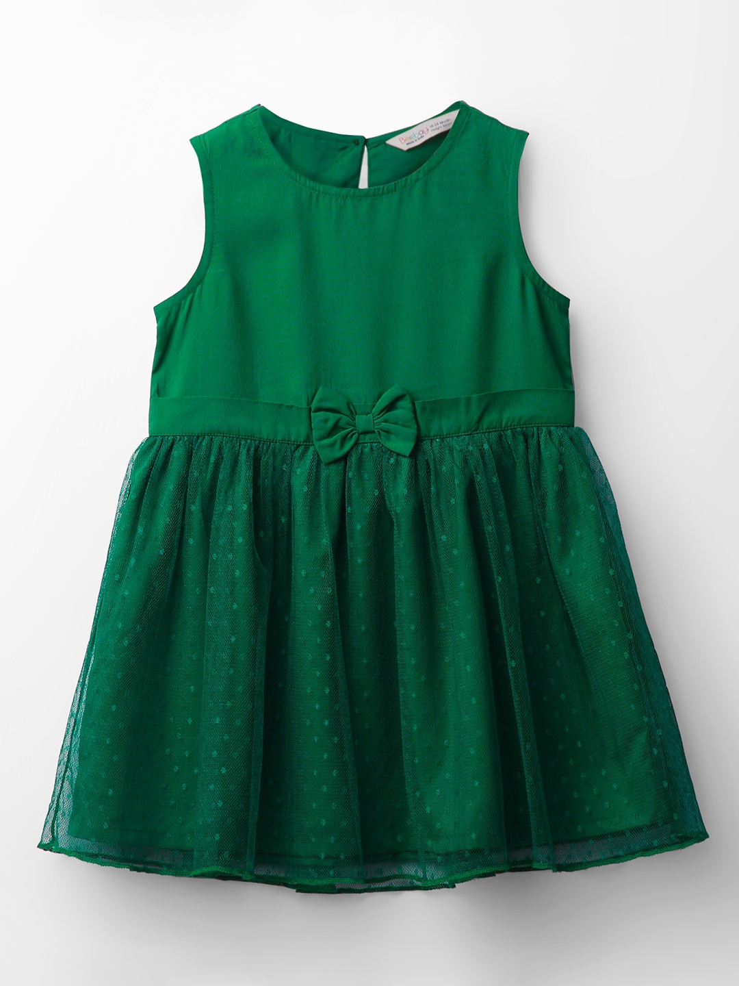 

Beebay Girls Round Neck Sleeveless Fit & Flare Dress, Green