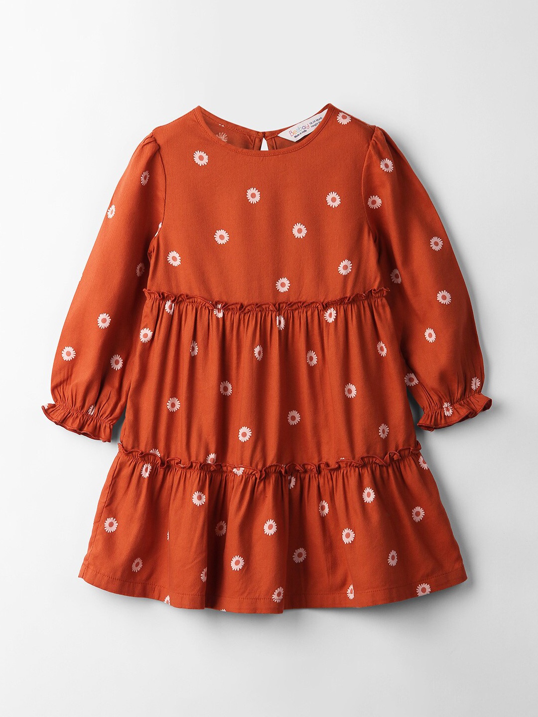 

Beebay Flora Printed A-Line Dress, Coral