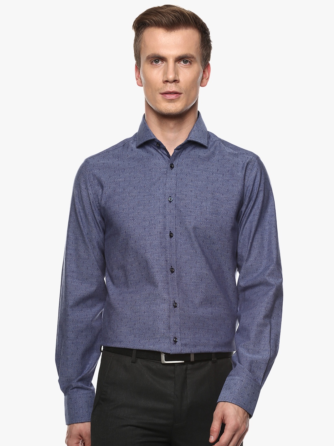 

Bruun & Stengade Men Blue Slim Fit Self-Design Formal Shirt