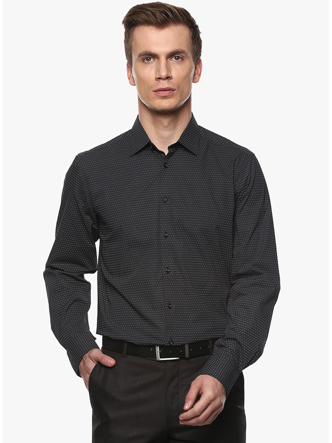 

Bruun & Stengade Men Black Slim Fit Printed Formal Shirt