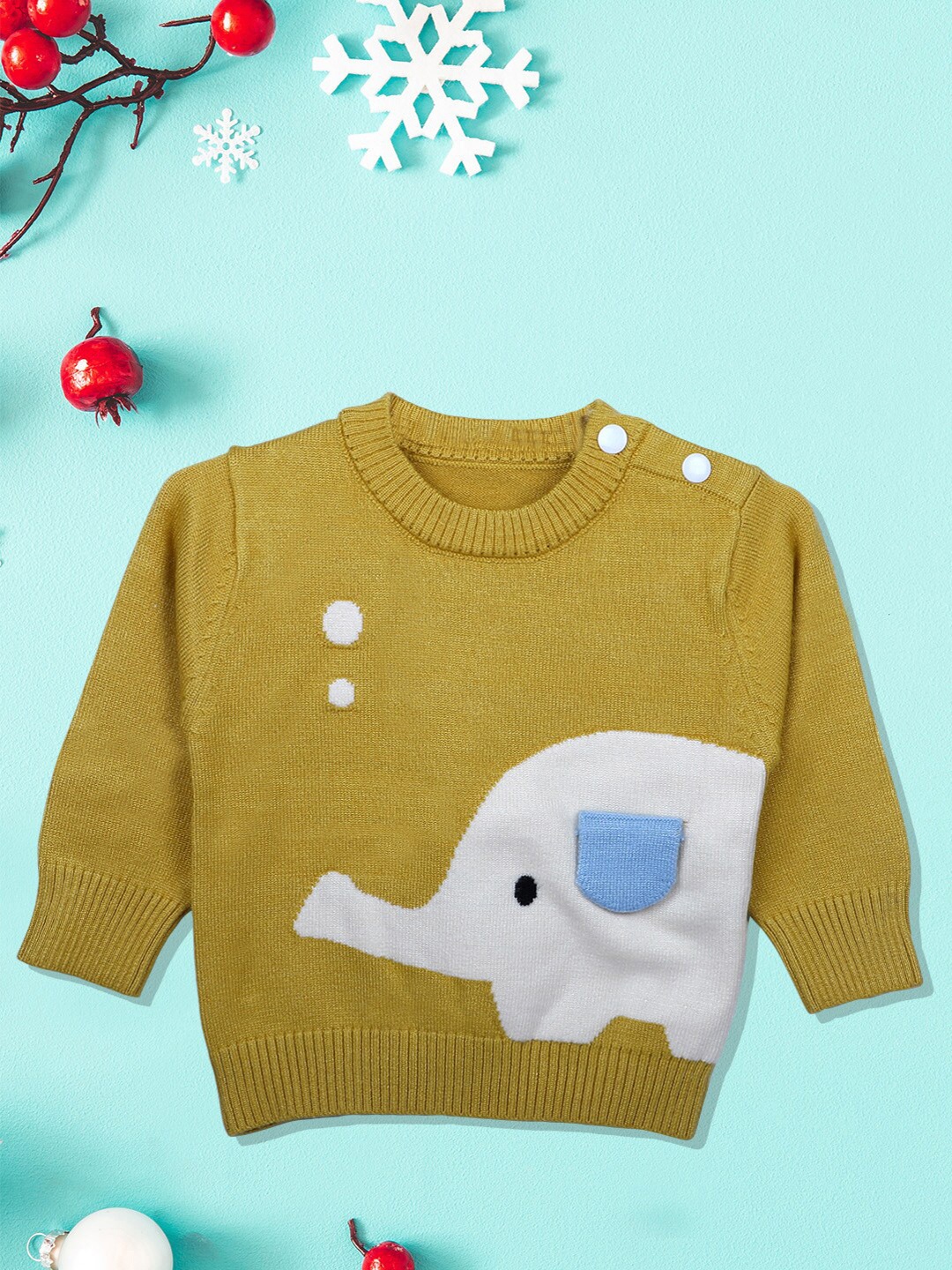 

Baby Moo Kids Self Design Cotton Pullover Sweater, Mustard