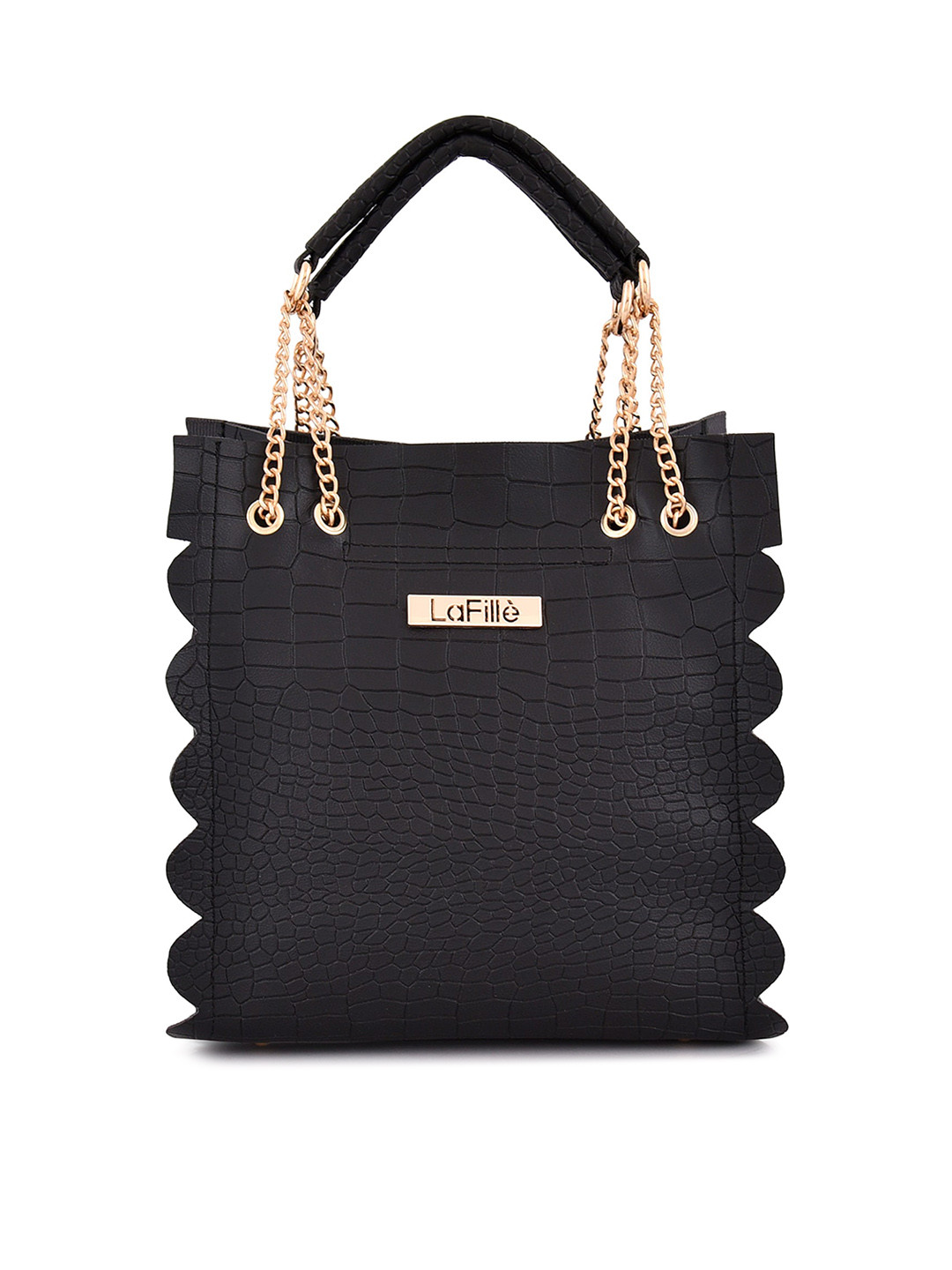 

LaFille Textured Structured Handheld Bag, Black
