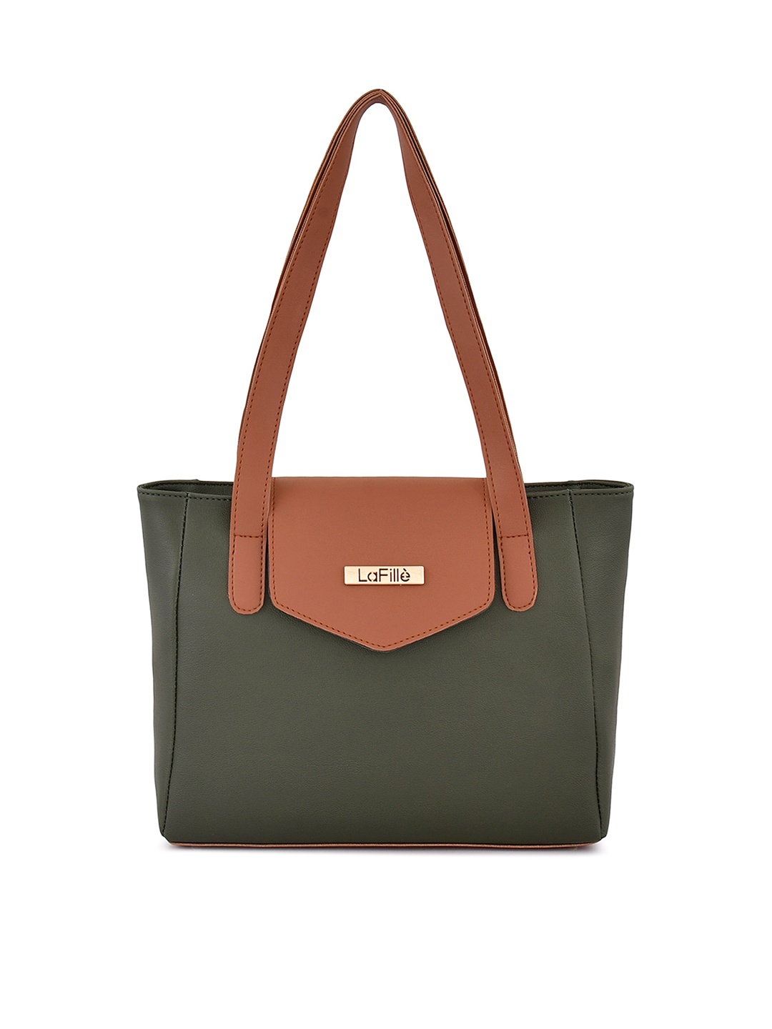 

LaFille Colourblocked PU Structured Shoulder Bag, Olive