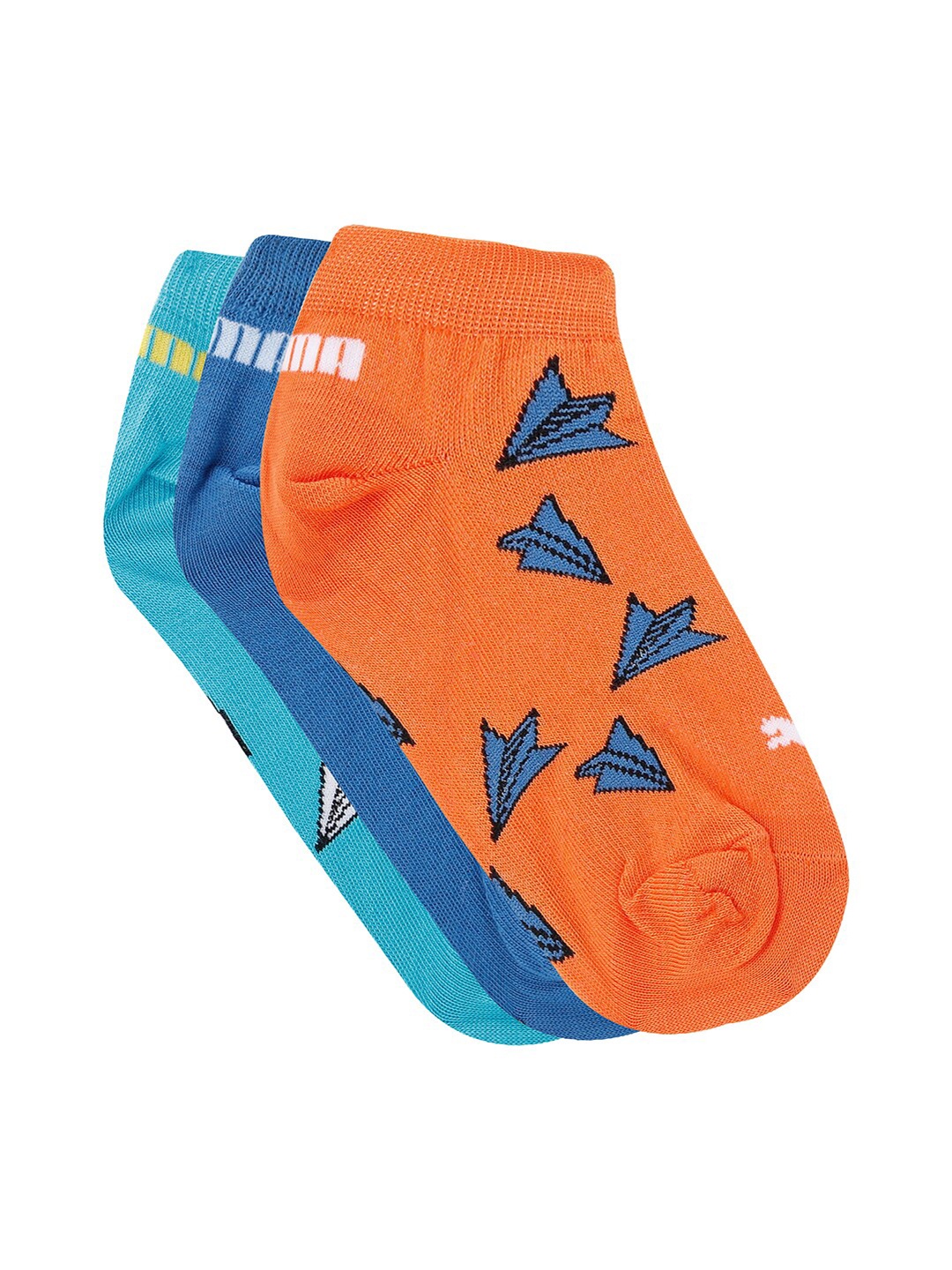 

Puma Kids Pack Of 3 Aero Graphic Ankle-Length Sneaker Socks, Blue