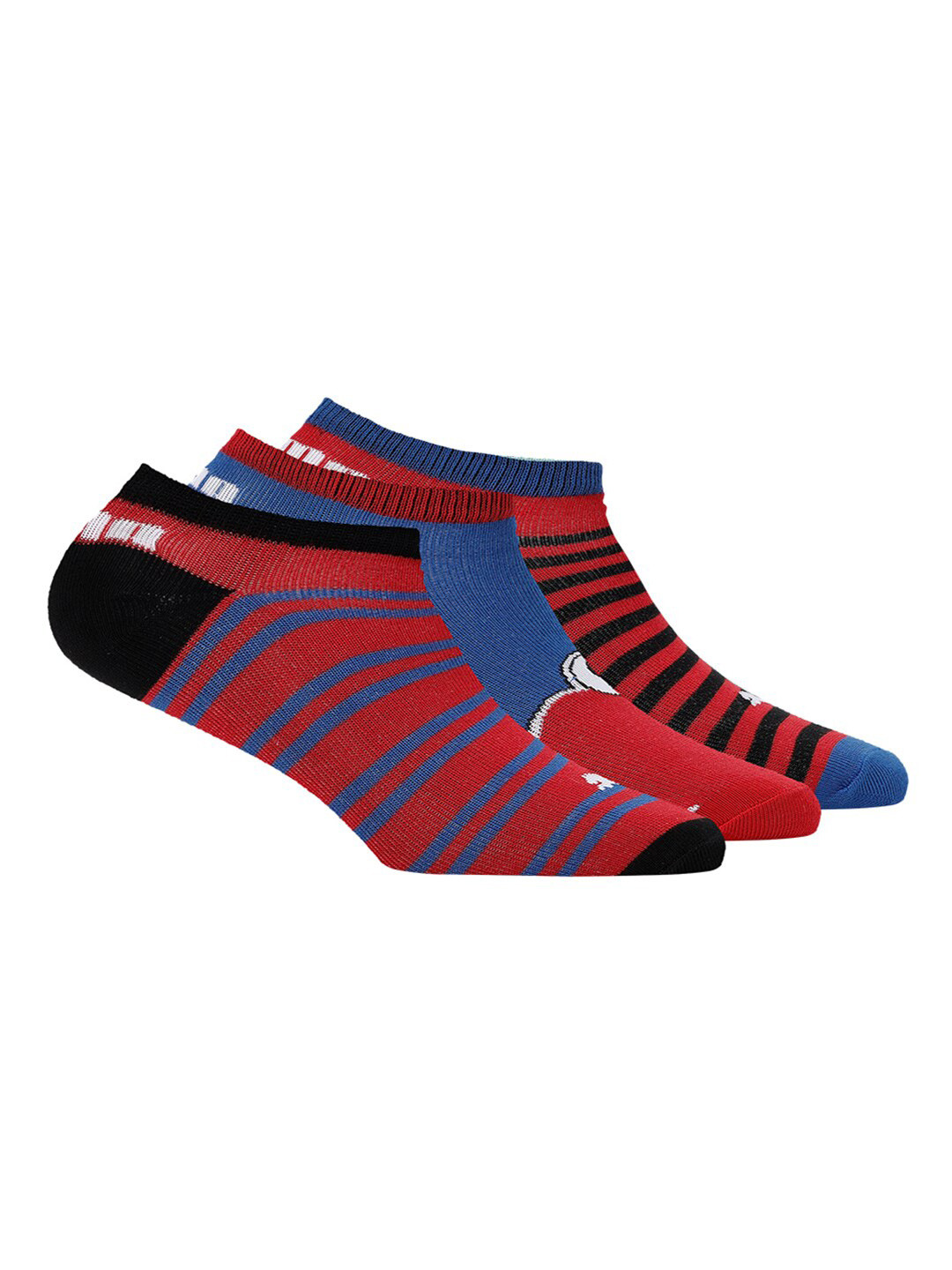 

Puma Pack Of 3 Graphic Patterned Ankle-Length Socks, Red