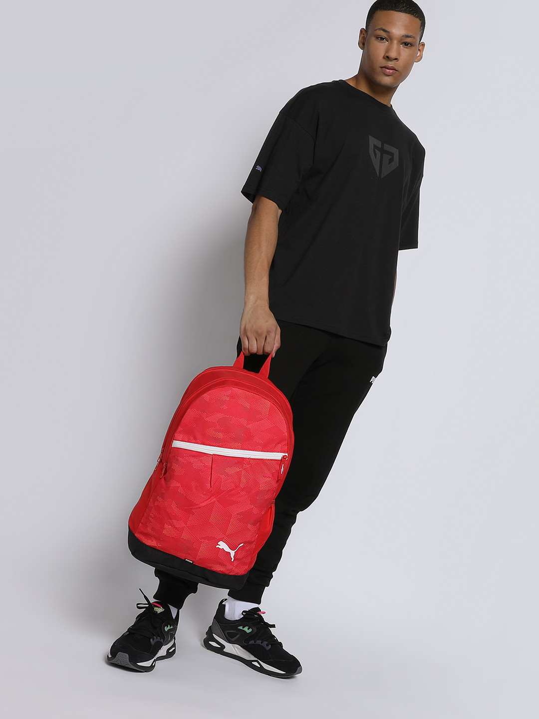 

Puma Graphic Brand Logo Printed School Backpack, Red