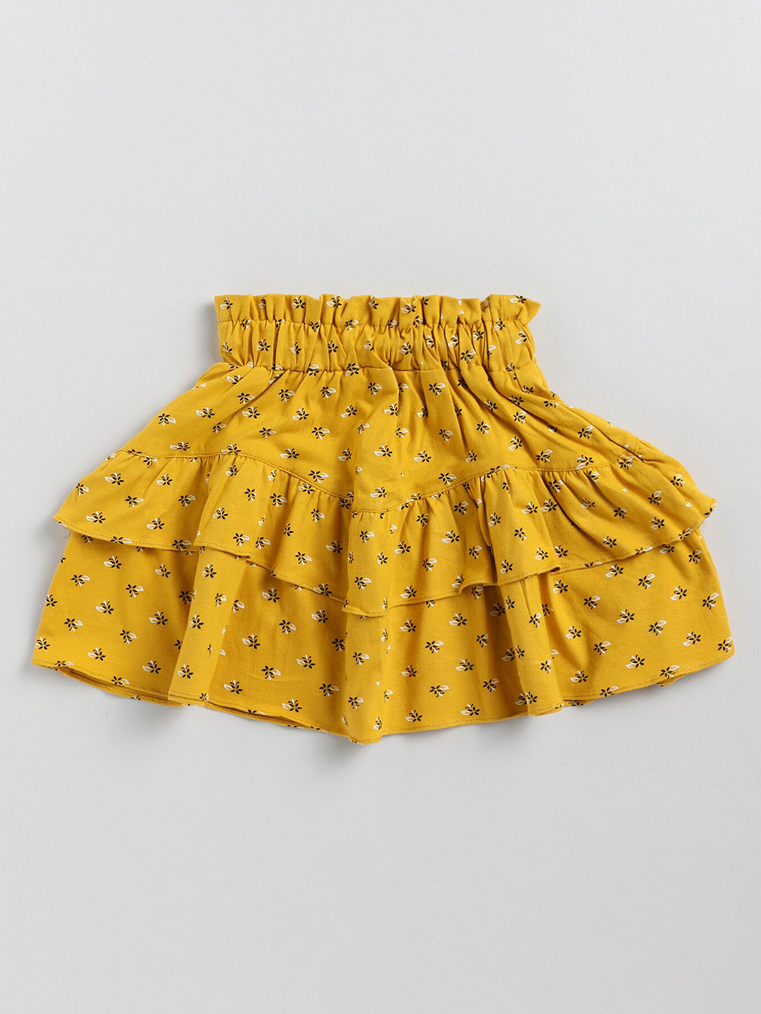 

Redden Girls Pure Cotton Floral Printed Tiered Skirt, Yellow