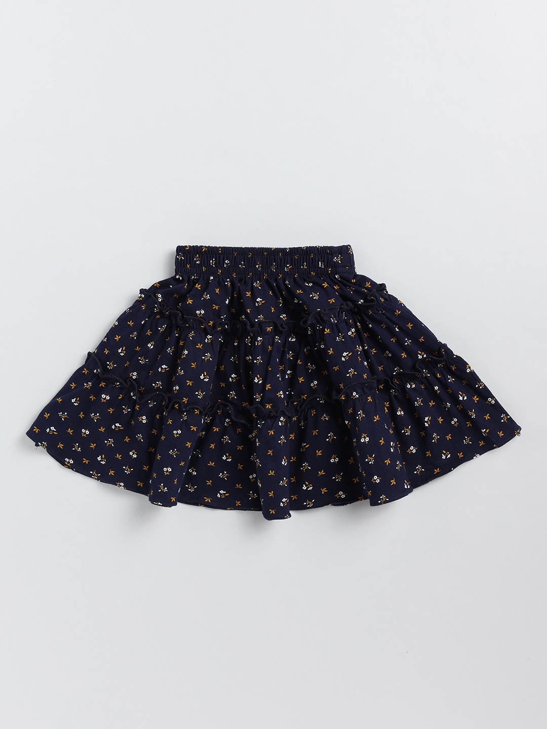 

Redden Girls Floral Printed Layered Pure Cotton Skirt, Blue