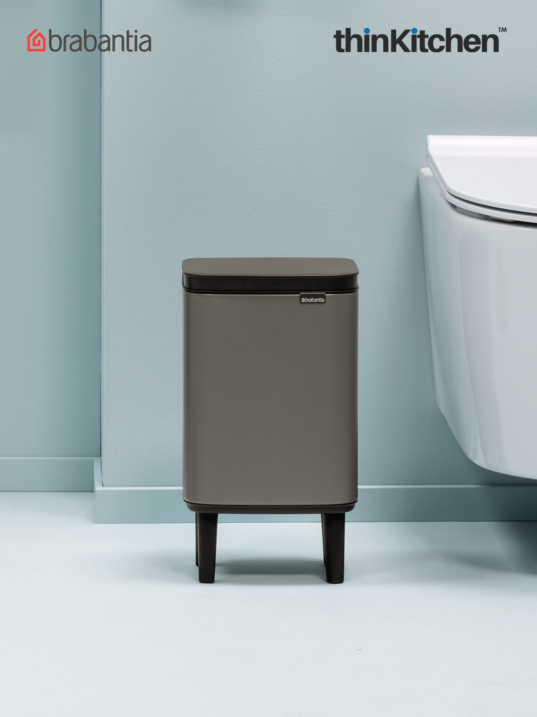 

Brabantia Grey & Black Stainless Steel Bo Waste Bin 4 L