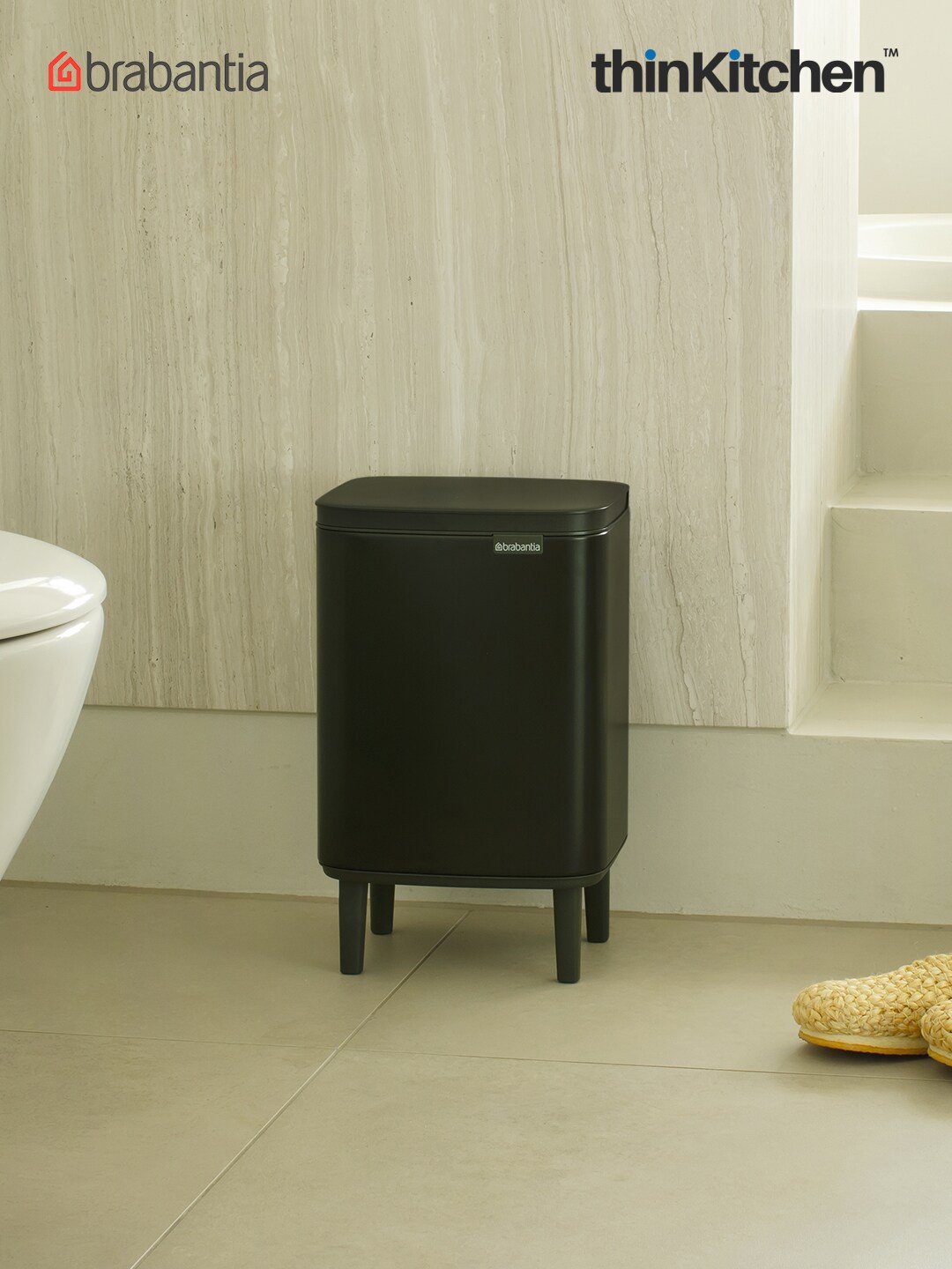 

Brabantia Black Stainless Steel Bo Waste Bin 4 L