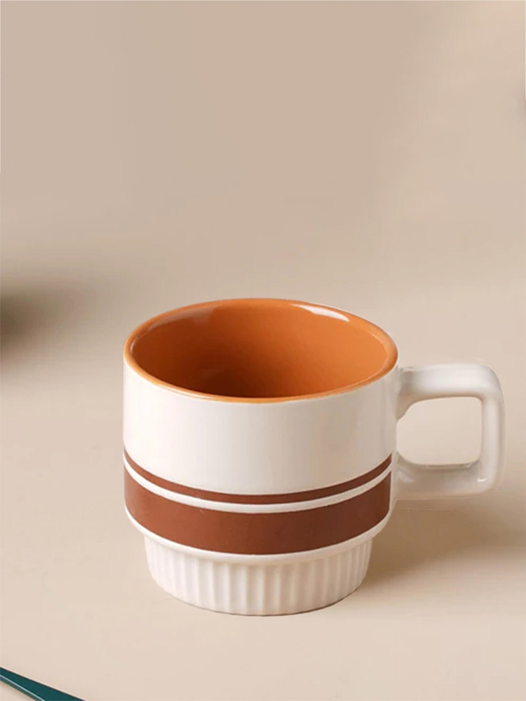 

Nestasia Beige & Brown Printed Ceramic Glossy Coffee Mug - 350 ML