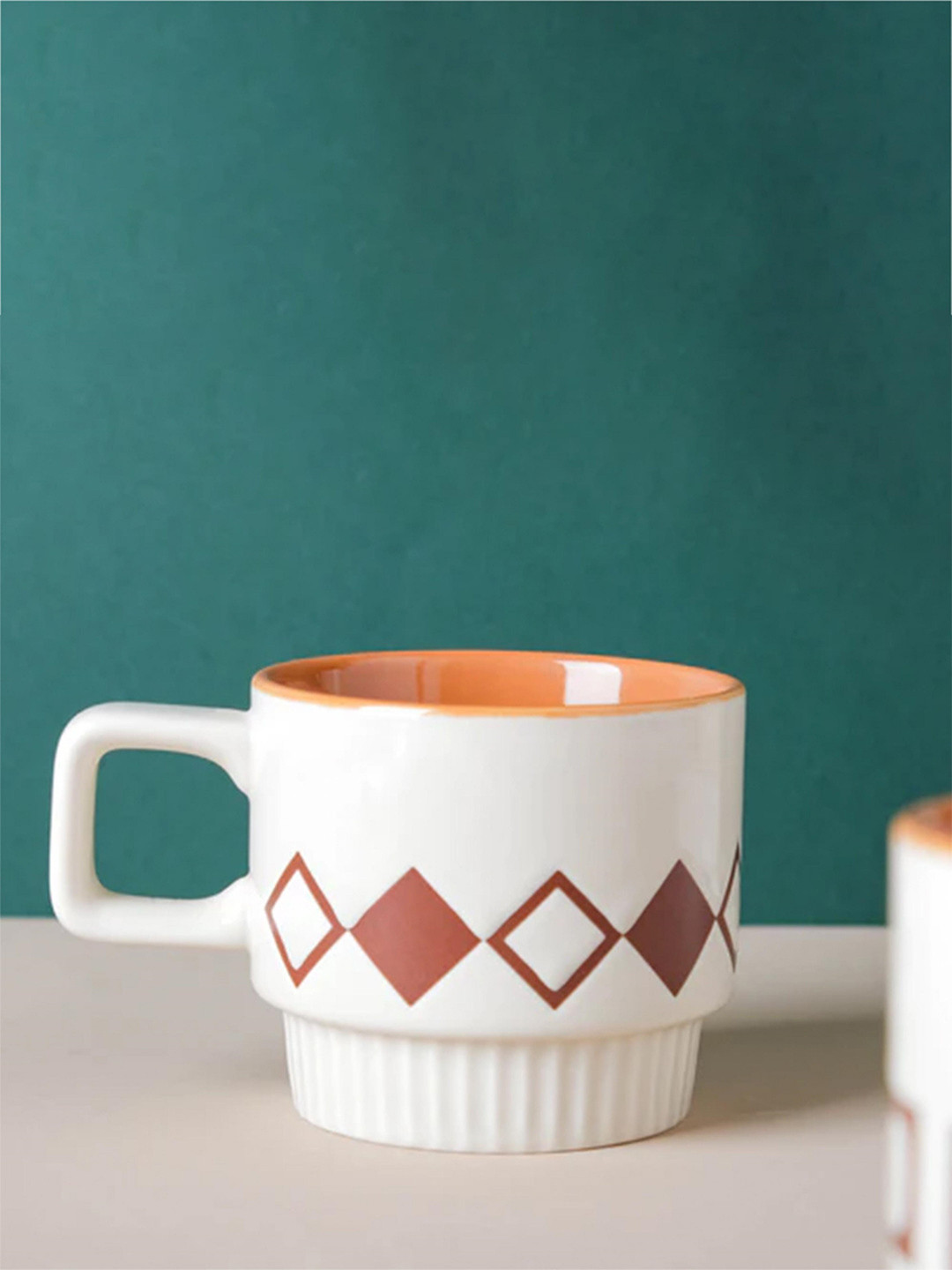 

Nestasia Beige & Brown Textured Ceramic Glossy Coffee Mug 350 ml