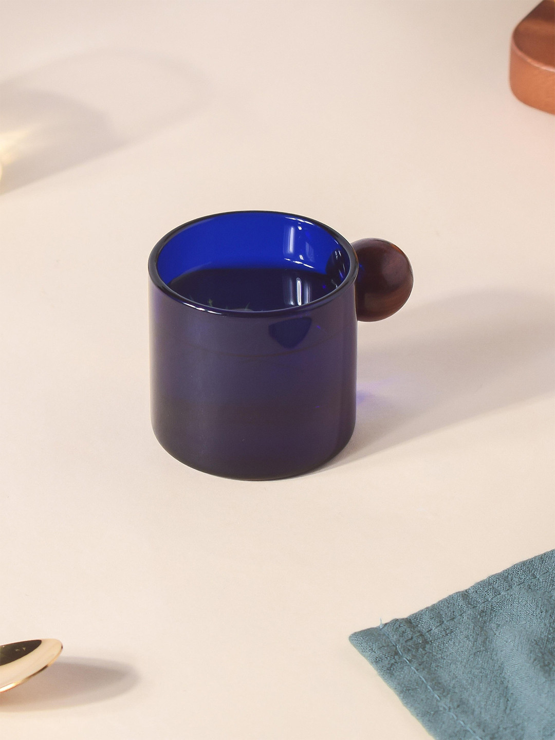 

Nestasia Blue Glass Transparent Mug With Knob Handle 150ml