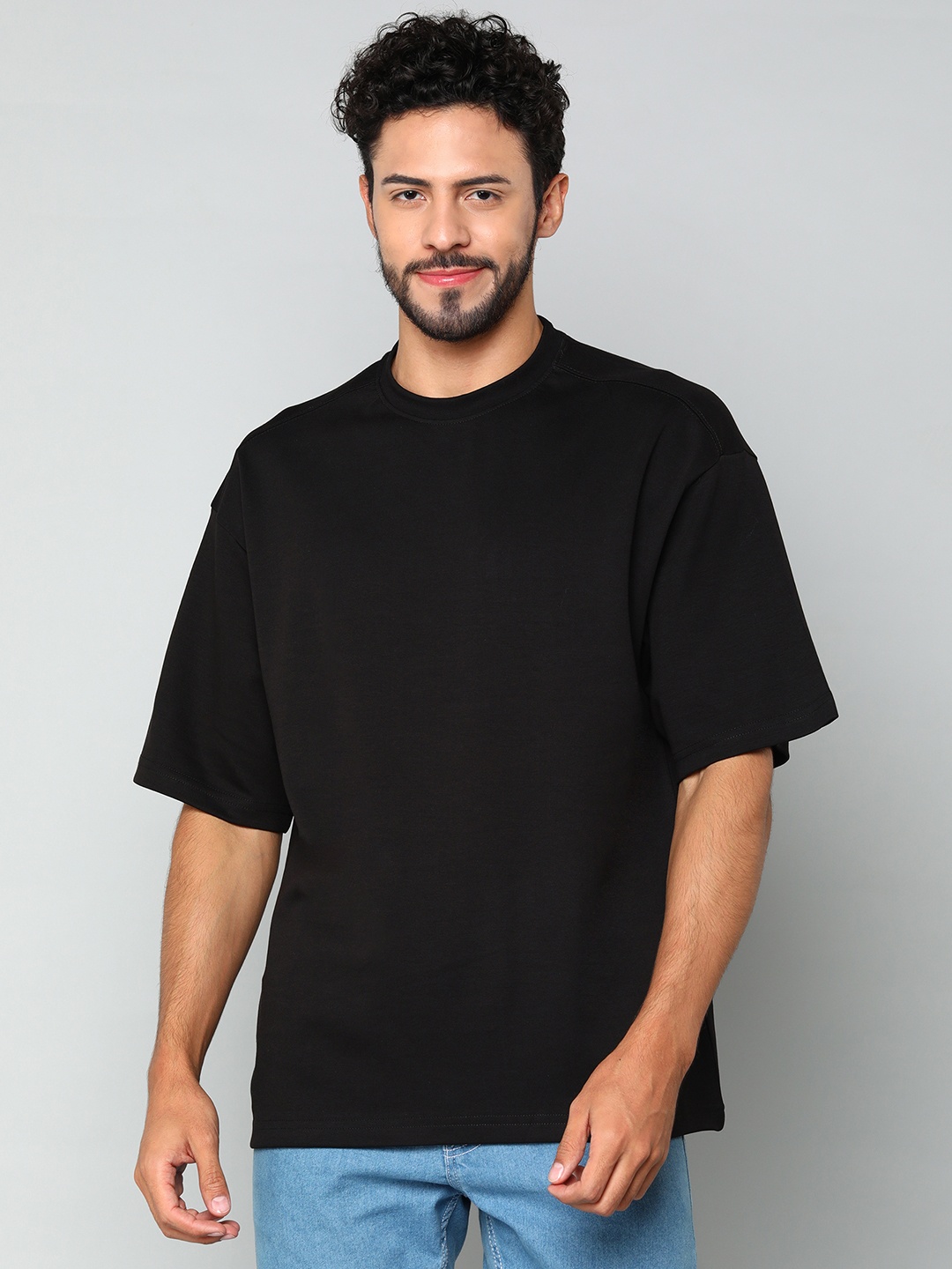 Alan Jones Men Cotton Oversized T-shirt, Black