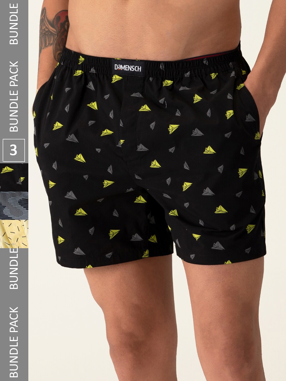 

DAMENSCH Set Of 3 Printed Boxers, Grey