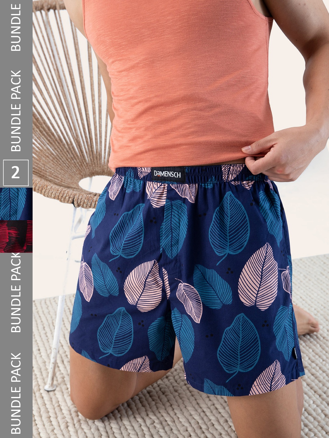 

DAMENSCH Set Of 2 Printed Boxers, Maroon