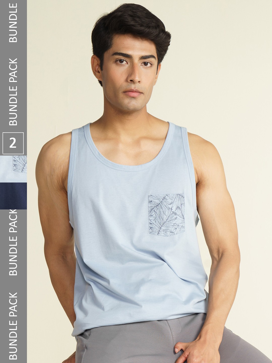 

DAMENSCH Pack of 2 Sleeveless Lounge Tshirt, Blue