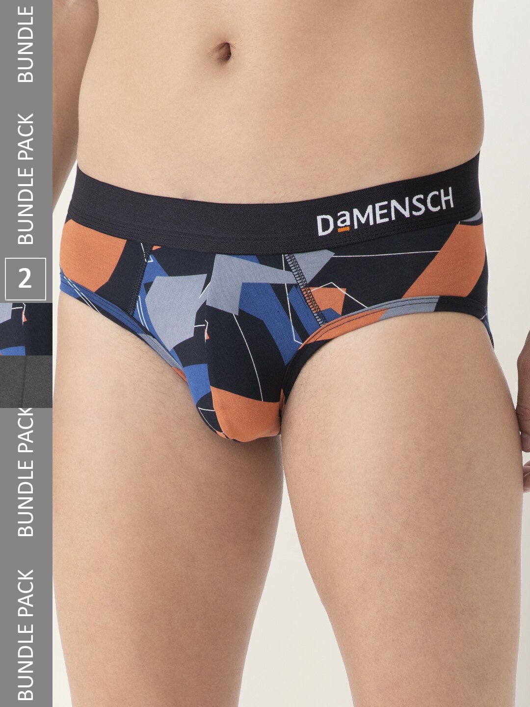 

DAMENSCH Pack of 2 Printed Basic Briefs, Black