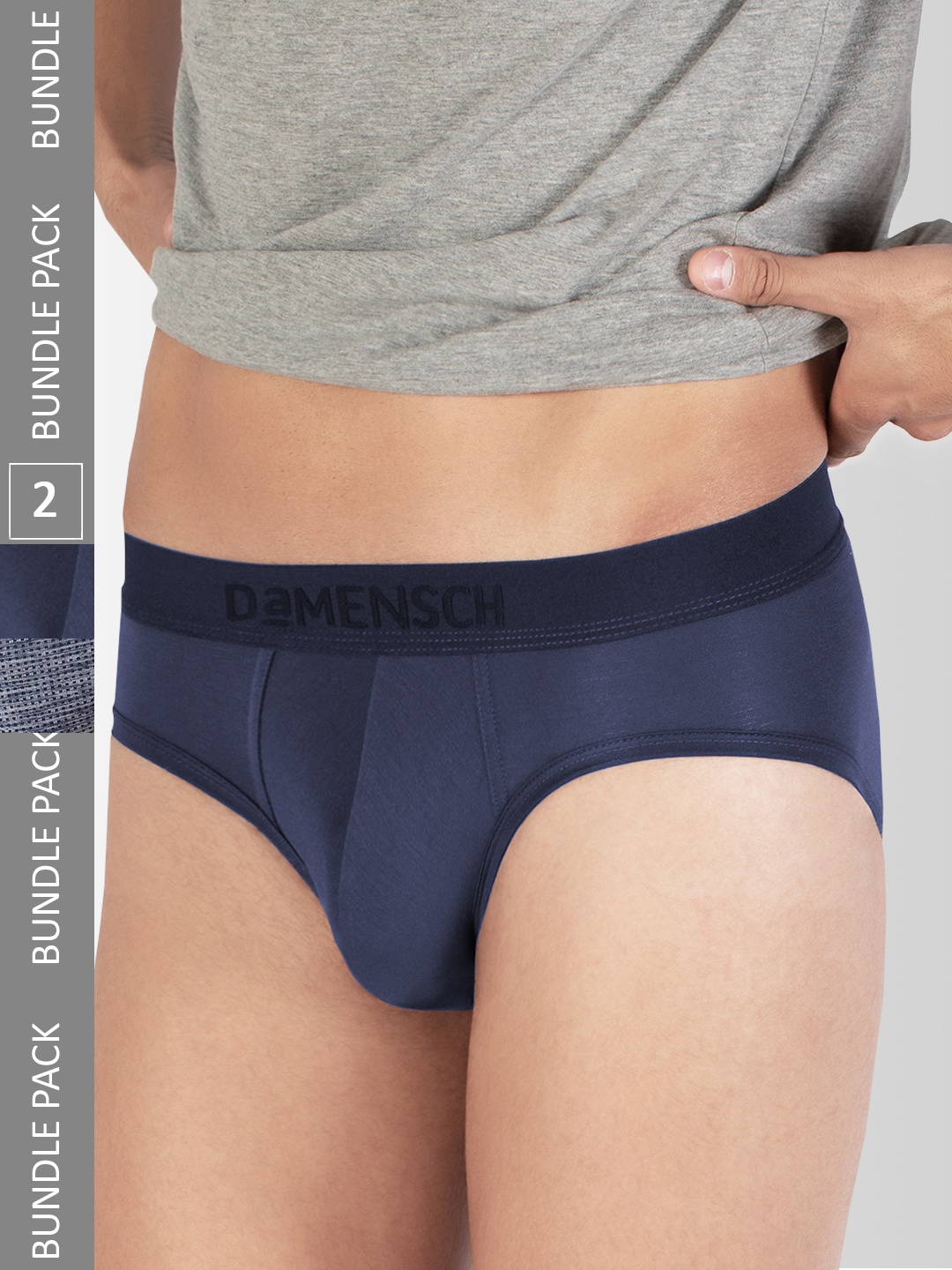 

DAMENSCH Pack of 2 Solid Basic Briefs, Blue