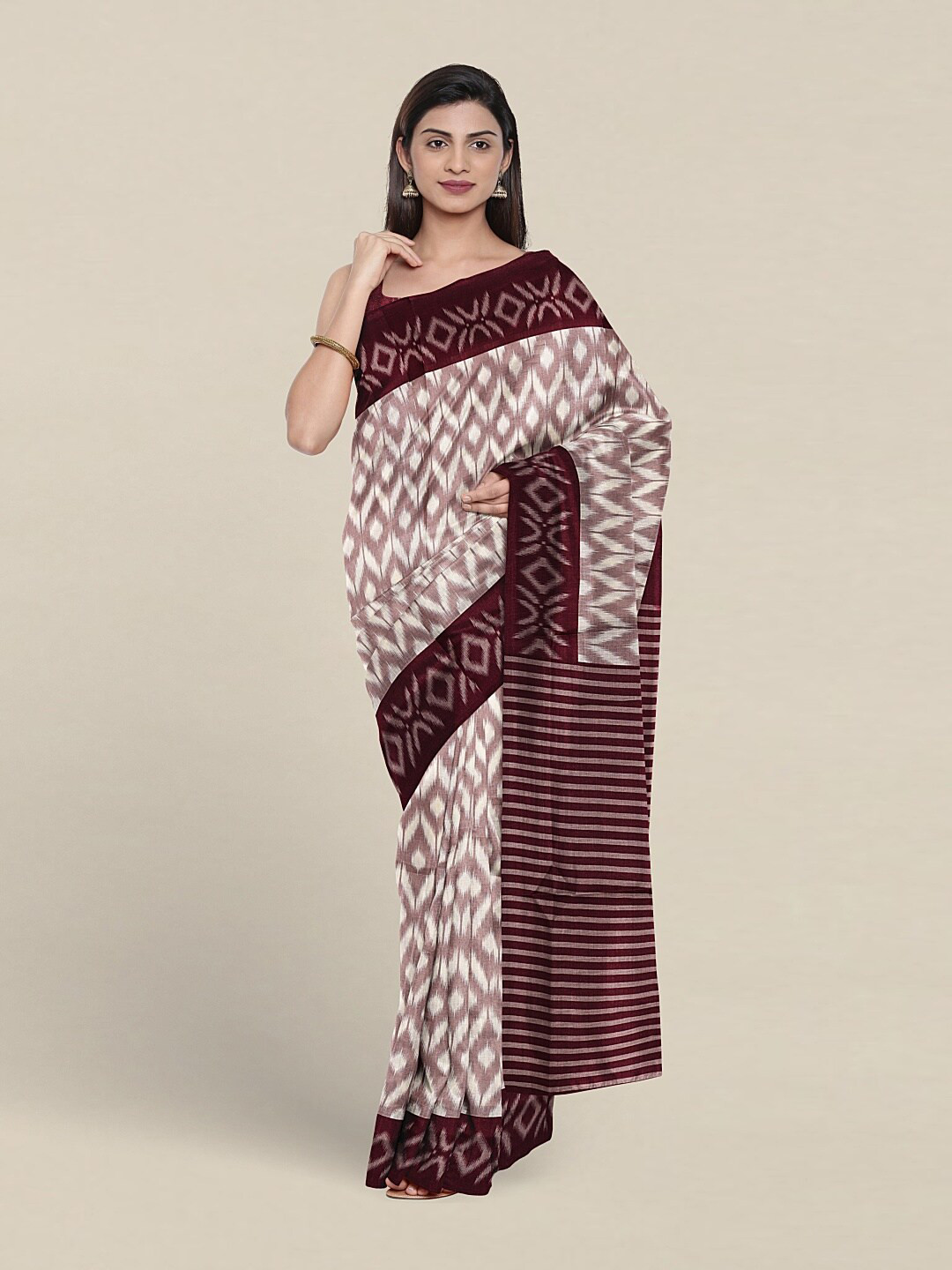 

Pothys Geometric Printed Saree, Mauve