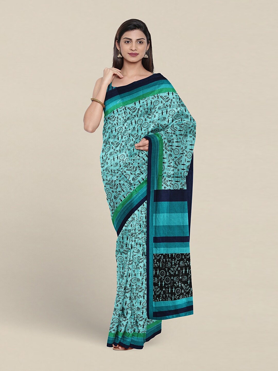 

Pothys Warli Printed Saree, Blue