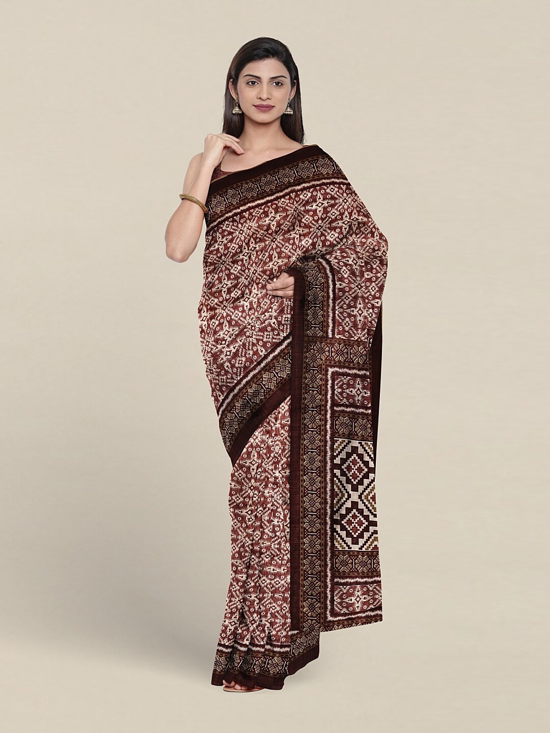 

Pothys Ethnic Motifs Printed Saree, Brown
