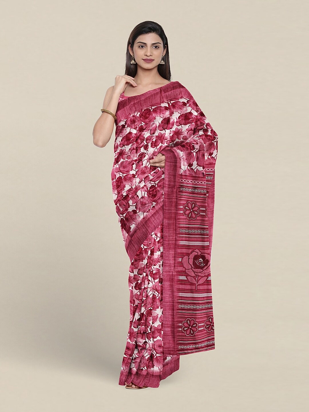 

Pothys Floral Printed Saree, Pink