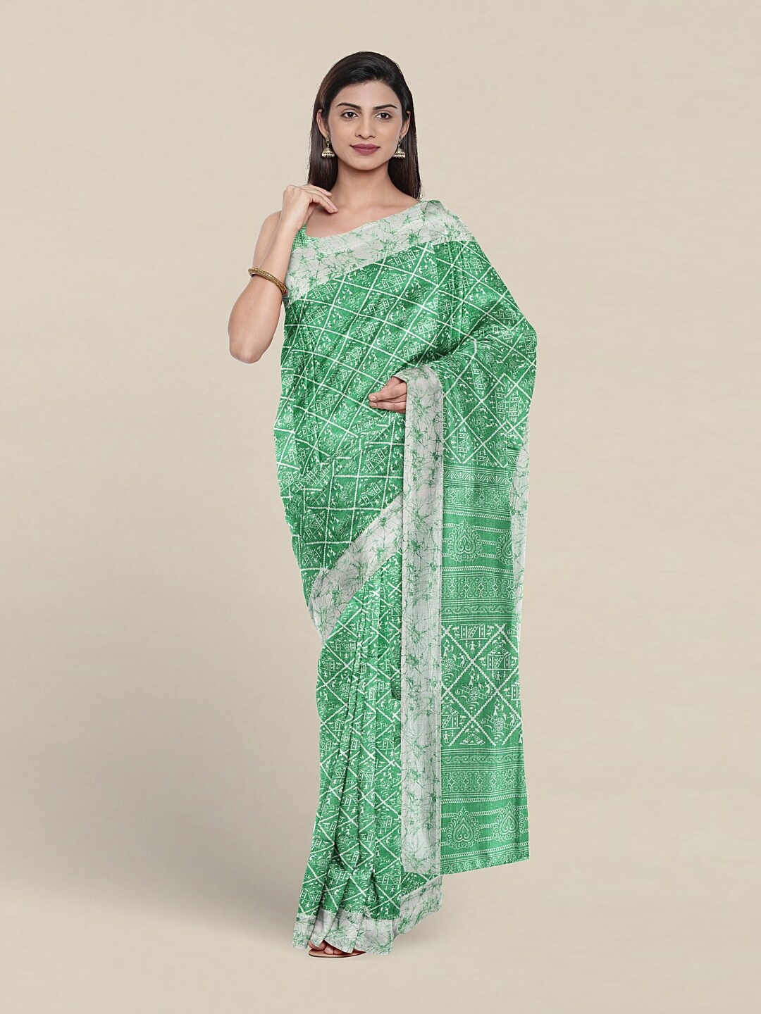 

Pothys Warli Printed Saree, Green