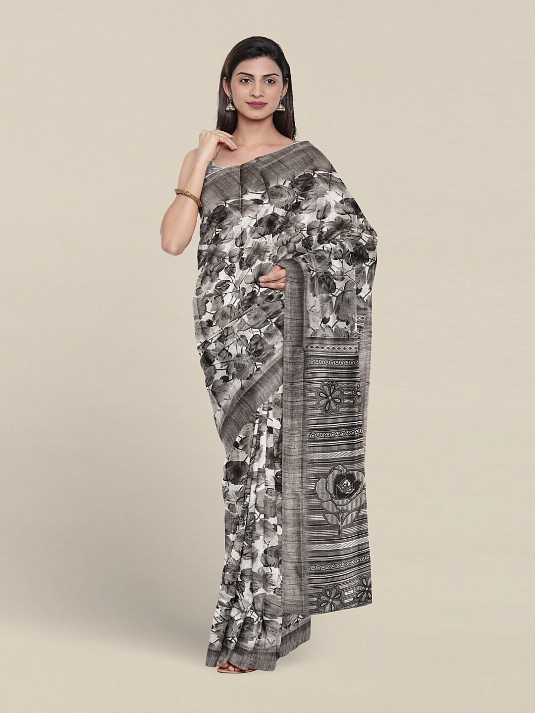 

Pothys Floral Printed Saree, Grey