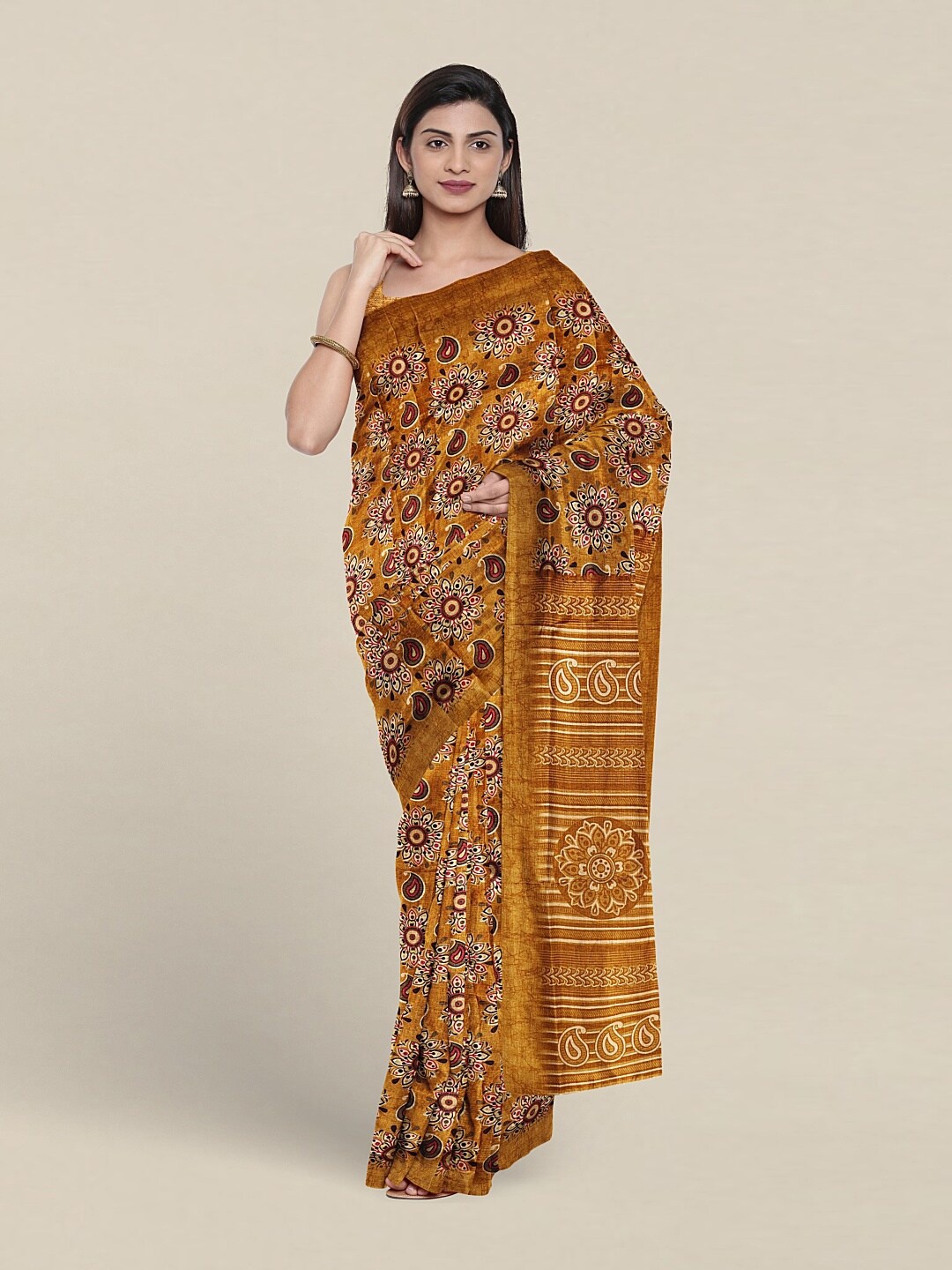 

Pothys Ethnic Motifs Printed Saree, Mustard