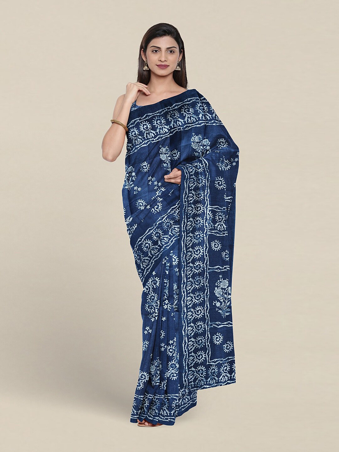 

Pothys Ethnic Motifs Printed Saree, Blue