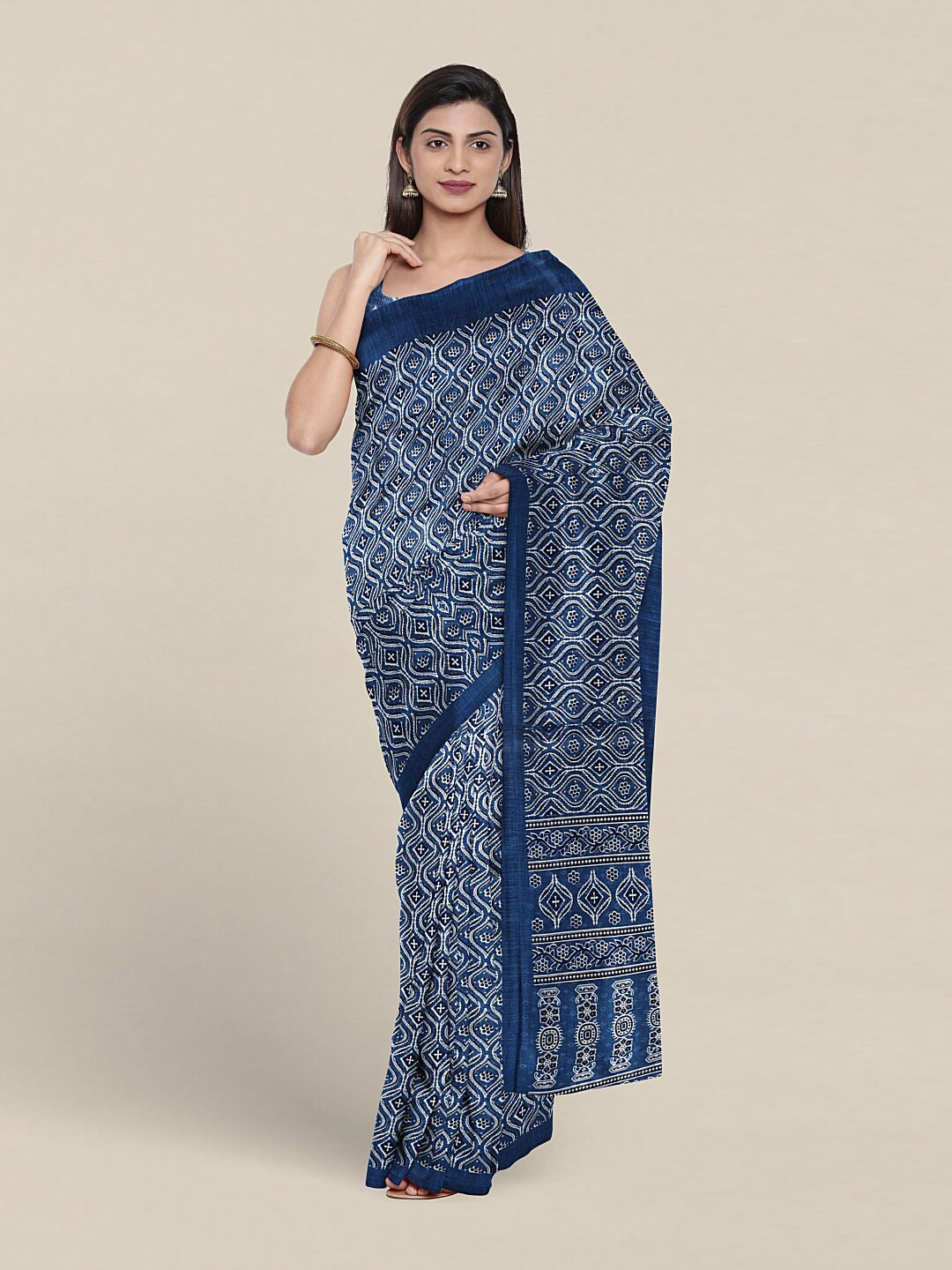 

Pothys Ethnic Motifs Printed Saree, Blue