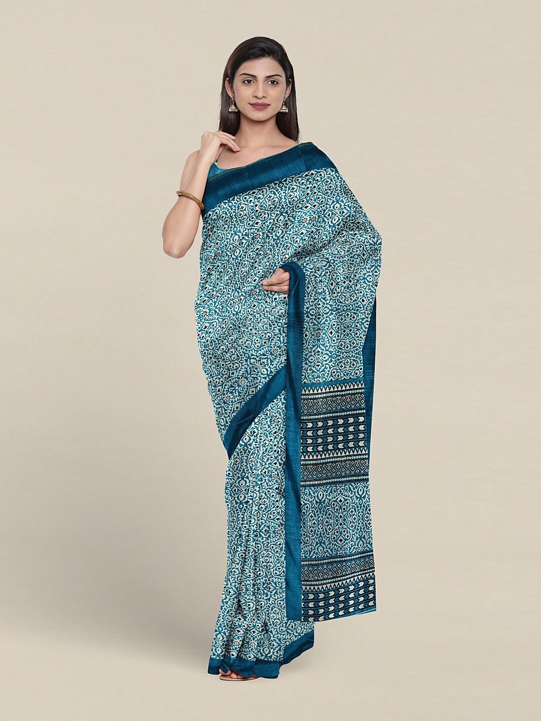 

Pothys Ethnic Motifs Printed Saree, Blue